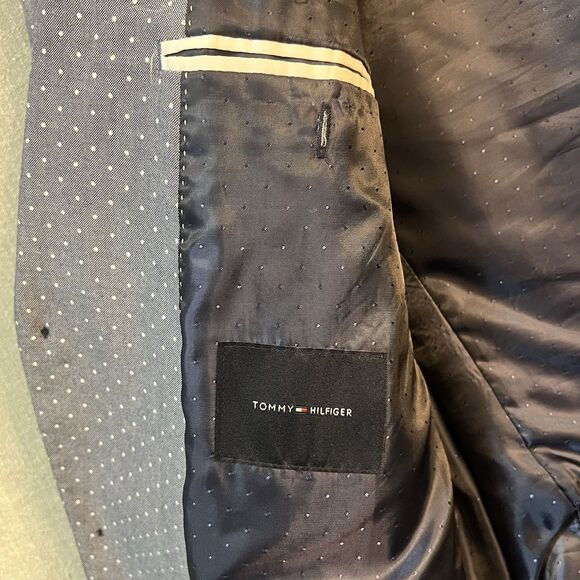 Tommy Hilfiger Linen Sport Coat Mens L42 Blazer Microdot Pattern 2 Button - Picture 6 of 11